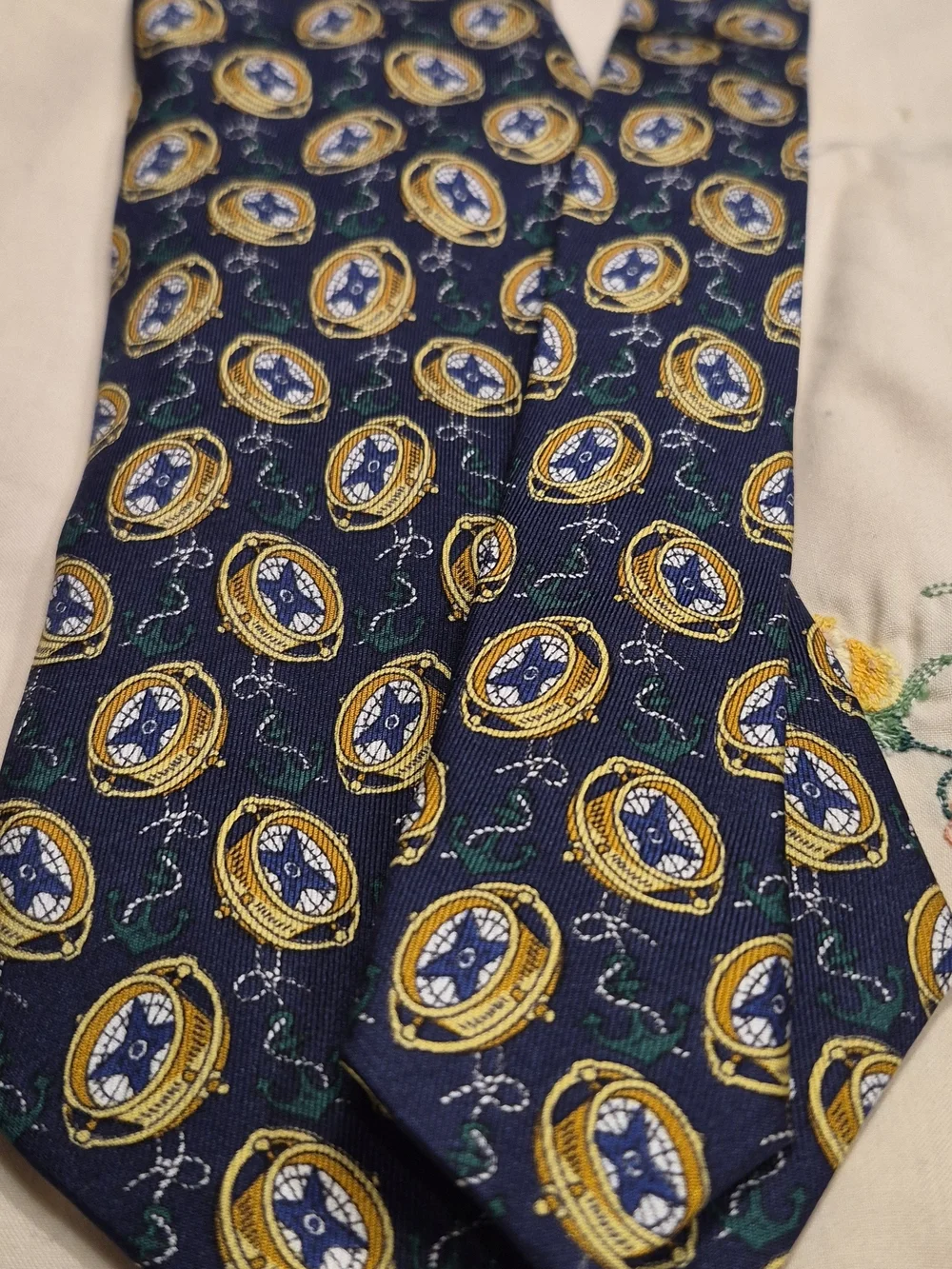 Classic Navy and Gold Patterned Men's Tie